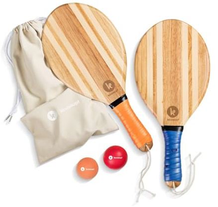 two46 Frescobol - Premium Beachball Set aus Holz | Handgefertigt & Langlebig | TESTSIEGER 2024 | inkl. Anfängerball & Tasche | Perfekte Geschenkidee | Der Trendsport aus Brasilien