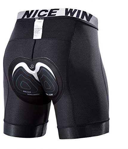 NICEWIN Radunterhose Herren mit Sitzpolster Radlerhose Unterwäsche 4D Gepolsterte Fahrradhose Kurz Atmungsaktive schnelltrocknende stoßfeste Herren Fahrrad Unterhose