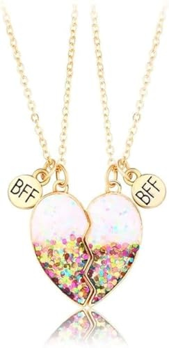 LEDSHLIU Freundschafts-Anhänger-Halsketten-Set Best Friends-Kette, BFF-Halskette, Herz Lila Freundschaftskette für 2 Mädchen, Geburtstagsgeschenk für beste Freunde