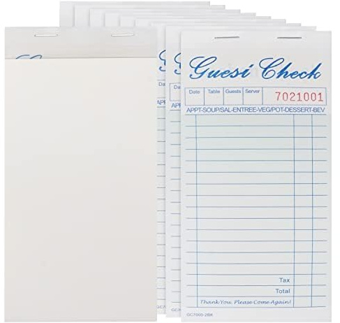 BELLE VOUS 100 Blatt Kellnerblöcke Quittungsblock mit Durchschlag (10er Pack) - Einzelne Blätter für Bestellungen im Restaurant - Notizblock zum Schreiben - Guest Book Check Blöcke für Schule