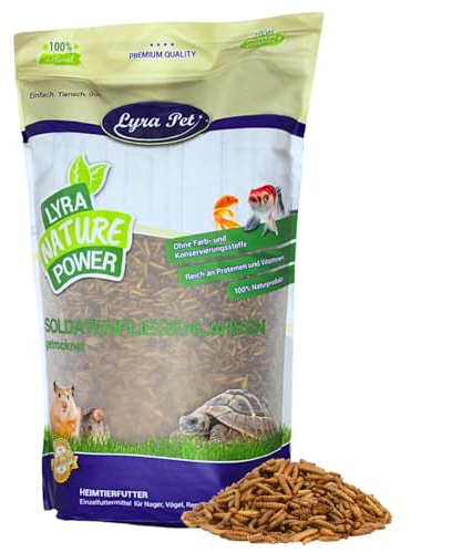 Lyra Pet® | 5 kg Soldatenfliegenlarven getrocknet | Black Soldier Fly | Hermetia Illucens | Wie Mehlwürmer | Reich an Kalzium & Proteinen | Energiereiches Futter für Vögel, Fische, Nager & Reptilien
