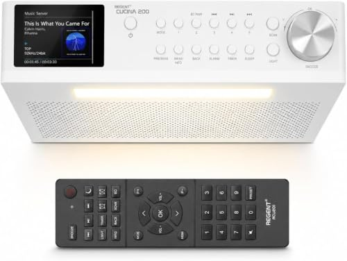 Regent Cucina 200 Küchenradio Unterbau Dab Radio mit Bluetooth FM/DAB+ Radio mit Led Leiste Küche, Farbdisplay, Küchen Timer mit 2 Alarmen, Perfektes Unterbauradio für die Küche, Farbe: Weiß