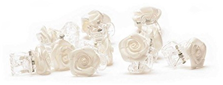 10 x Haarklammern Röschen - Brauthaarschmuck - Rosen Haarklammer - weiss