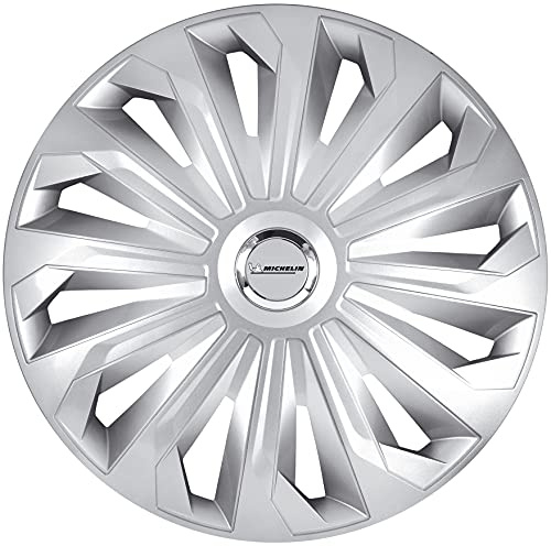 Michelin Radkappen MX-MS 15 Zoll Universal Radzierblenden 4er Set Fürs Auto ABS Kunststoff, Silber mit Chromring