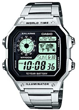 Casio - Armbanduhr AE-1200WH-1AVEF - Herren Uhr - Wasserdicht - Digital - Mit Stahlband - Schwarz