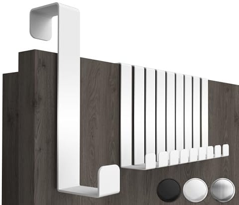 4smile Türhaken zum Einhängen, Fb. Weiß - 10er-Set Kleiderhaken Tür, einzeln verwendbar - Flexible Haken zum Einhängen, stabile Türhakenleiste, universelle Türgarderobe