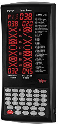 Viper ProScore Digital Dart Scorer, elektronische Dartscheibe, Anzeigetafel für bis zu 8 Spieler, mit 40 Spielen und 655 Spieloptionen, einschließlich Cricket und X01, Schwarz