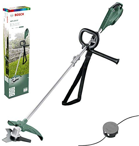Bosch Freischneider AFS 23-37 (3-Flügel-Messer, Spule für Schneidfäden, 3 Schneidfäden, Zusatzgriff, Schutzhaube, Karton, 1000 Watt)