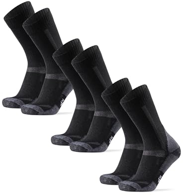 DANISH ENDURANCE Calcetines de Senderismo Unisex, Calcetines de Lana Merino con Acolchado Antiampollas, 3 o 5 Pack Schwarz/Grau 39-42