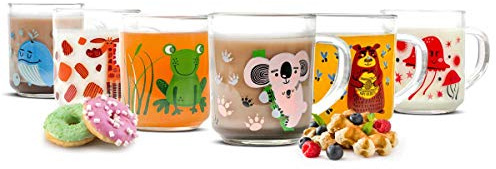 6 Tier-Motiv Becher Tassen 230ml Teegläser Kindergläser Trinkgläser Saftgläser