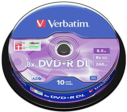 Verbatim DVD+R Double Layer 8,5 GB - 8-fache Brenngeschwindigkeit - hohe Lebensdauer - Kratzschutz - 10 Stück Spindel