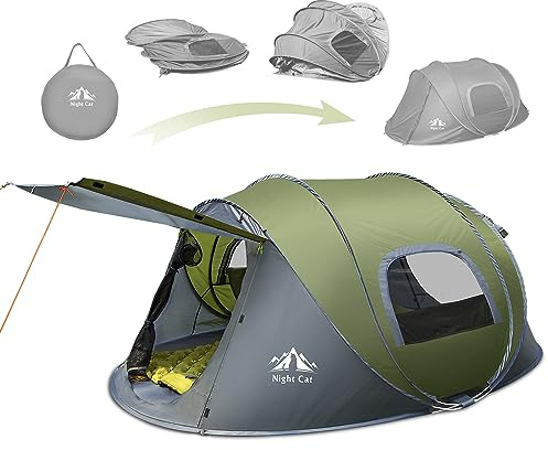 Night Cat Wurfzelt 2-4 Personen Wasserdicht: 3s Set Up for Camping | Schnell Auf- Und Abgebaut - Leicht Und Tragbar - Vielseitig Einsetzbar