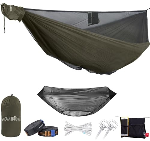 onewind Ultraleichte Doppelhängematte mit Moskitonetz für Camping Wandern Rucksackreisen