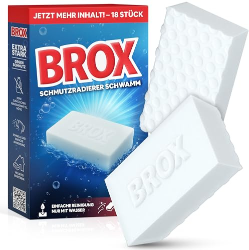 BROX Schmutzradierer – 18 Schwämme – Radierschwamm für Haushalt, Schuhe & Auto – Robuster Zauberschwamm für alle Arten von Flecken