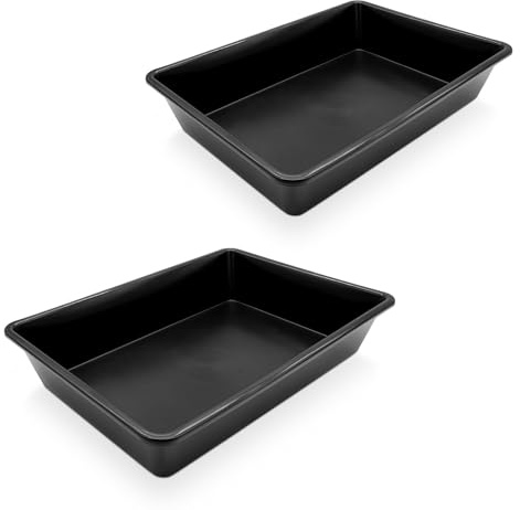 Spetebo Allzweck Kunststoff Wanne schwarz 60 x 40 cm - 2er Set - Multifunktions Schale 20 Liter rechteckig - Mörtelwanne Speiskübel Gartenwanne Pflanzschale Katzenklo