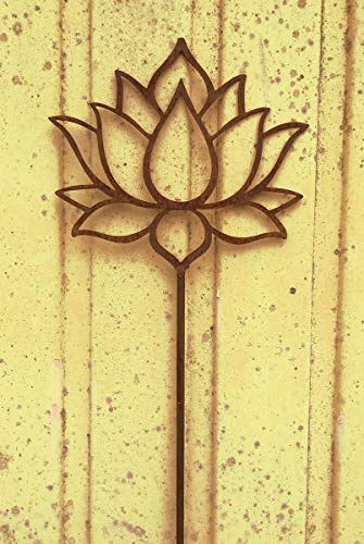 Edelrost Lotus Blume Blüte Gartenstecker 18x20cm + Stab Yoga Seerose Rose | Mit Stab, Yoga Seerose Rose Rost Design, Rostige Gartendekoration