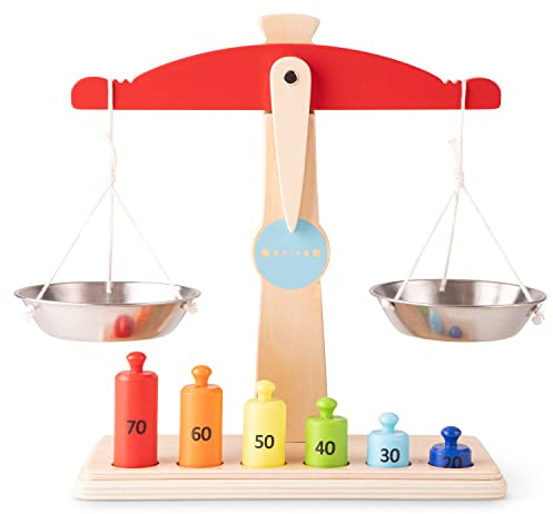 Woet® Holzspielzeug Waage für Kinder - Kaufladen Zubehör - Markt Rollenspiel - Ab 3 Jahren