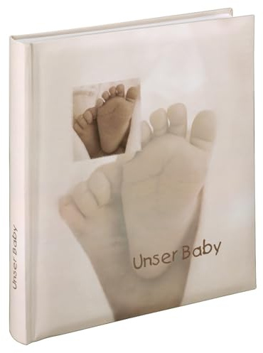 Hama Babyalbum Baby Feel (Fotoalbum mit 60 Seiten für 300 Fotos, Fotobuch für Kinderfotos, Album Format 29 x 32 cm) Sand