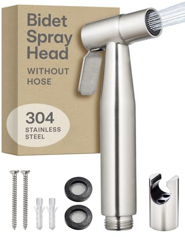 Praknu Handbrause für Bidet - Edelstahl Duschkopf mit Halterung - Inkl. 2 Dichtungen - Rostfrei - 𝗘𝗶𝗻𝗳𝗮𝗰𝗵𝗲 𝗠𝗼𝗻𝘁𝗮𝗴𝗲 - Intimdusche - WC Brause Set