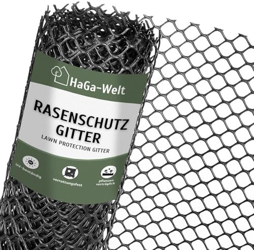HaGa Rasenschutzgitter 1,3m x 10m aus Kunststoff - Robustes befahrbares Rasengitter für Garten und Rasenflächen | Einfahrten, Hühnerauslauf & am Hang | Mähroboter-kompatibel