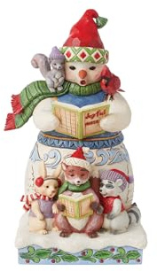 Enesco Jim Shore Heartwood Creek Schneemann und Tiere Caroling-Figur, Steinharz, handbemalt, handgefertigt, Sammlerstück, Schneemann-Figuren, Weihnachtsdekoration, 24,1 cm