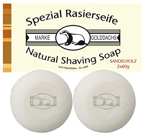 Golddachs Rasierseife Sandelholz, 2 x 60 g