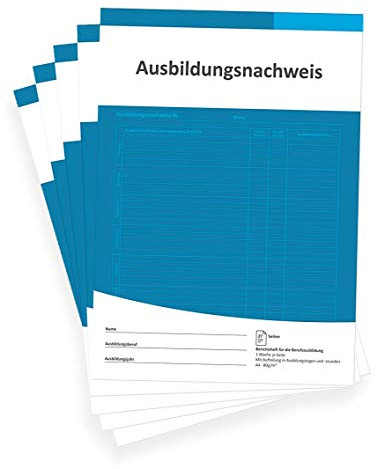 Berichtsheft für die Ausbildung – Azubi Ausbildungsnachweisheft täglich/wöchentlich – Ausbildungsnachweis als Wochenberichtsheft – DIN A4, 28 Seiten, 1 Woche je Seite, Montag bis Sonntag