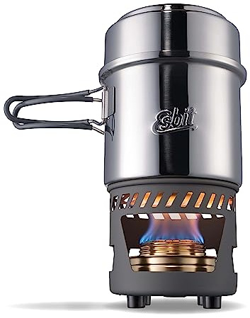 Esbit Spirituskochset - inkl. großem und kleinem Edelstahl Topf - 985 ml & 470 ml - inkl. Spiritusbrenner - Camping Kocher
