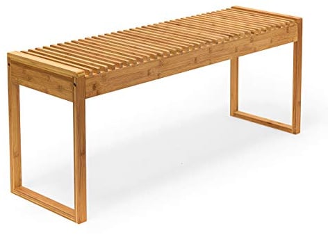 Relaxdays Sitzbank, Bambus, 2-3 Personen, Flur, Diele, Wohn- & Schlafzimmer, HBT ca. 47 x 120 x 33 cm, Hockerbank, natur