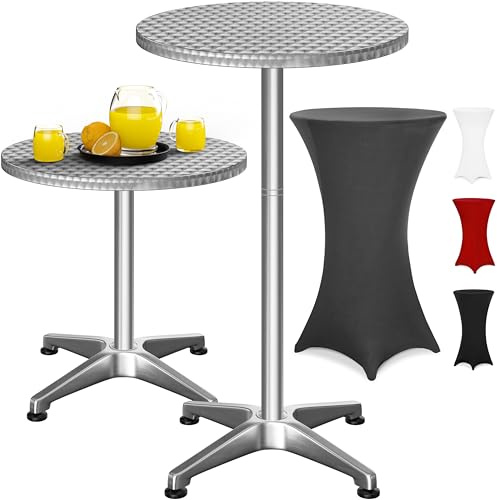 CASARIA® 3in1 Stehtisch mit Husse Höhenverstellbar 70 cm / 115 cm Hoch Aluminium Rund Ø60cm Wetterfest Outdoor Garten Bistro Biertisch Party Anthrazit