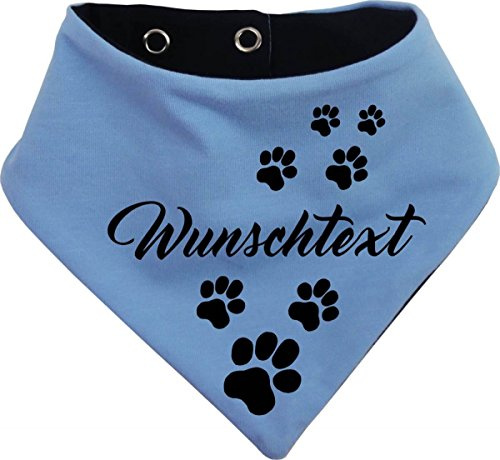 Hunde Wende- Halstuch mit Wunschtext (hellblau-Navy) (Gr.2 - HU 31-35 cm)