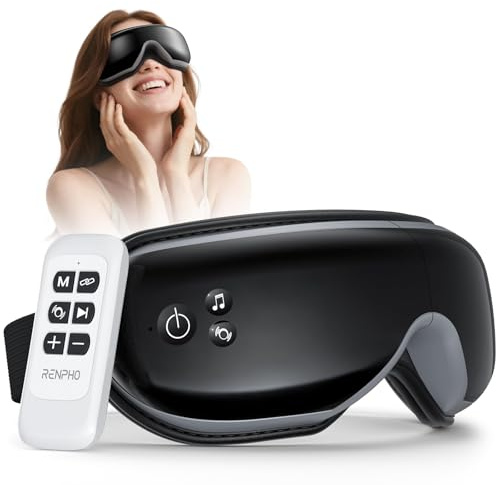 RENPHO Eyeris 1 - Augenmassagegerät mit Wärme, Augenmaske mit Vibration, Fernbedienung und Bluetooth Musik, Reduzierung der Augenbelastung, Trockene Augen, Geschenke für Frau & Man