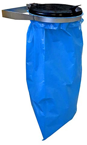 QUICK STAR Müllsack Wandhalterung mit Deckel | Metall Müllsackhalter Wand 120 Liter | Stabiler Wandhalter - Verzinkter Stahl | Müllbeutelhalter Gelber Sack 120L | Abfallbehälter