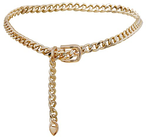 JKJF Metallgürtel Gürtelketten einlagige Taillenkette Punk Jeans Ketten für Frauen und Mädchen