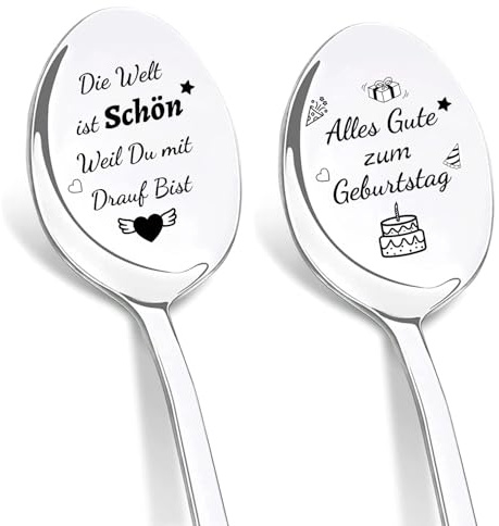 DIKARIYA Geburtstagsgeschenk Frauen Löffel Gravur Alles Gute zum Geburtstag | Kaffeelöffel mit Gravur Alles Gute zum Geburtstag, Geschenke zur Geburt für Freundin Mama Schwester Tochter Beste Freundin