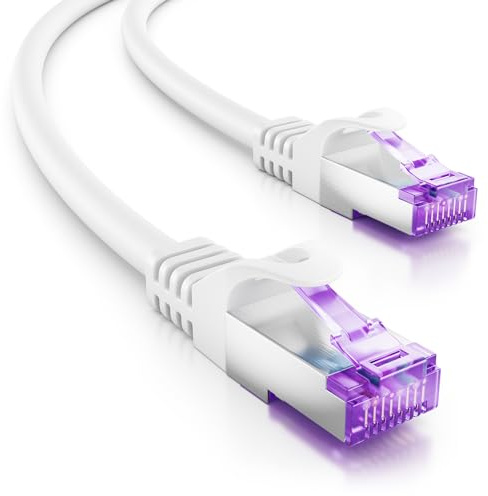deleyCON 7,5m CAT7 Netzwerkkabel - 10 Gigabit - RJ45 Patchkabel Ethernet Kabel (Kupfer, SFTP PiMF Schirmung) - für Highspeed LAN DSL Switch Modem Router Patchpanel CAT7 CAT6 CAT5 - Weiß