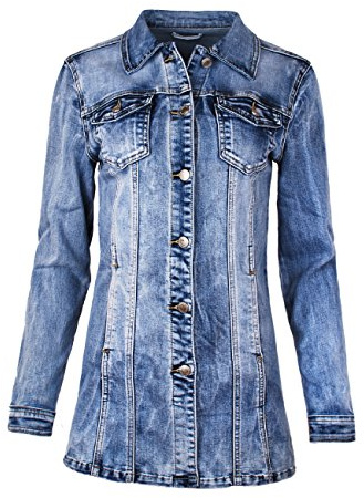 Fraternel Damen Jacke Mantel Lange Jeansjacke talliert Denim Jacket