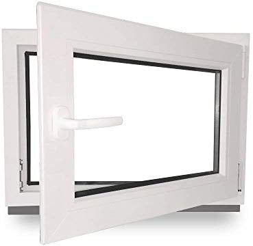 Kellerfenster - Kunststoff - Fenster - innen weiß/außen weiß - BxH: 50 x 40 cm - 500 x 400 mm - DIN Rechts - 2 fach Verglasung - 60 mm Profil