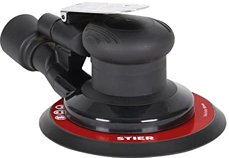 STIER Exzenterschleifer, EXS-120, Länge 187 mm, Schleifteller 150 mm, geeignet für Nass- und Trockenschliff, mit Kletthaftung und 12.000 Umdrehungen pro Minute