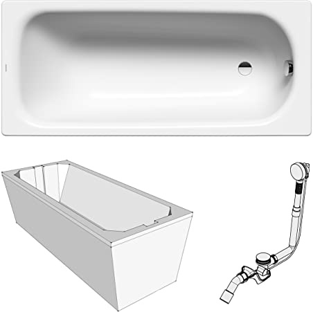 Kaldewei Saniform Plus Stahl Badewanne inkl. Wannenträger und Ablaufgarnitur (170 x 75 cm)