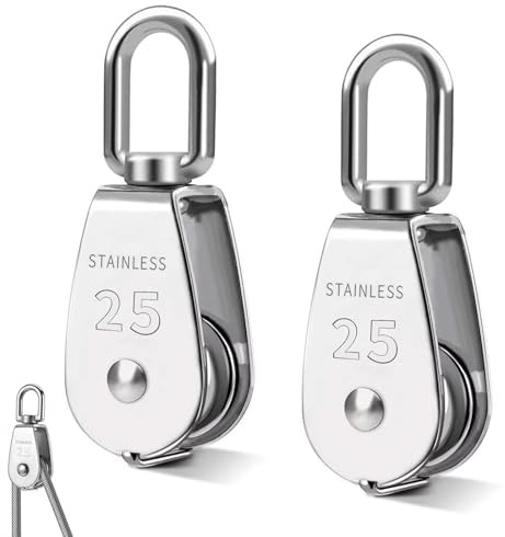 2 Stück M25 Umlenkrolle Klein, Umlenkrollen Für Seile Mit 1 Kugellager, Draht Umlenkrolle, 304 Edelstahl Seilrolle, Perfekte Umlenkrollen Für Fitnessgeräte, Sichere Tragfähigkeit Bis 140 Kg