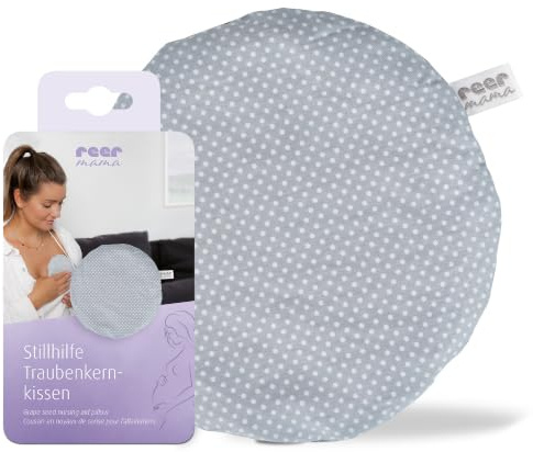 Reer Stillhilfe Traubenkernkissen für die Brust, Wärme/Kälte, 15 cm, Grau | Auch für Nacken oder Rücken; für Mikrowelle, Backofen und Gefrierschrank geeignet, Baumwollbezug bei 30 °C waschbar