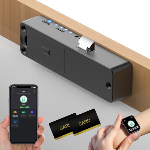 Anweller Smart Schubladenschloss, Elektronisches Schrankschloss Möbelschloss mit APP NFC Schloss Briefkastenschloss, Kindersicherung Schrank für Schrank Schublade Kasten Schließfächer Schwarz