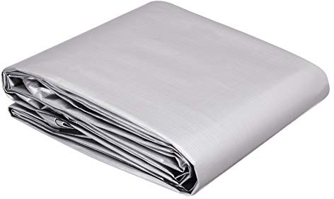 Amazon Basics Multifunktionale Polyester-Plane, Wasserdicht Abdeckung, 1 Stück, 3,6 x 6 m, 0,4 millimetre dick, 6kg, silberfarben/schwarz