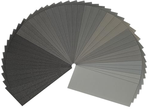 STEBRUAM Profi Schleifpapier Set 42 Stück Trocken und Nass Sandpapier 120 bis 3000 Körnung Schleifpapier Fein für Auto/Holzmöbel/Stein/Lack/Metall/Glas, 9 x 3,6 Zoll Wasserschleifpapier