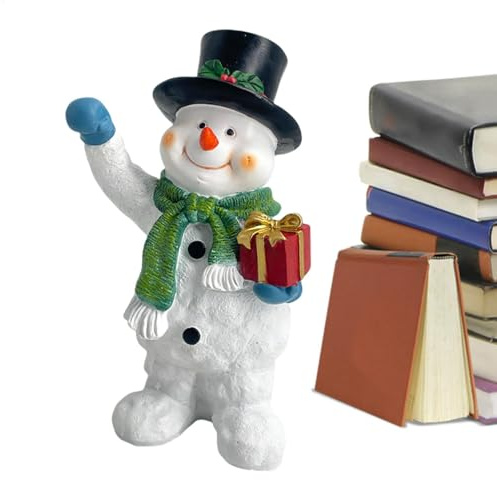 Weihnachtsfiguren Schneemann, Schneemann-Figuren, niedliche Weihnachtsstatue, Weihnachtsdekoration aus Harz, Landschaftsfigur, Schreibtischskulptur für Partys