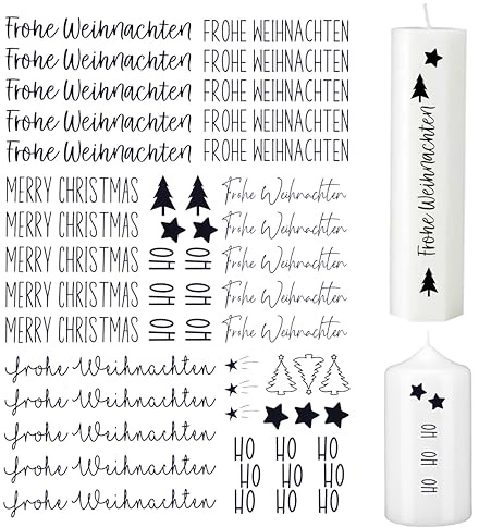 Fräulein Lotti | Wasserschiebefolie fuer Kerzen - Thema: Weihnachten 1 | Tattoofolie | schwarz DIN A4