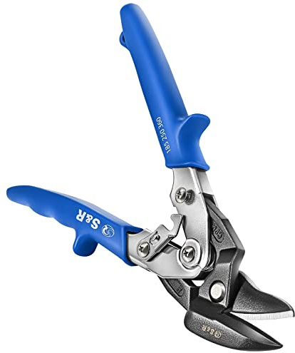 S&R Blechschere, Profi-Qualität Hochleistungsschere Ideal-Serie, stark und wendig, Rechtsschnitt, 260 mm, Durchlaufschere für Blech mit doppeltem Hebel