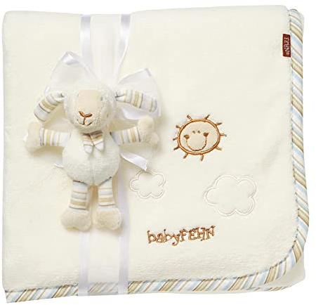 Fehn Kuscheldecke Schaf - Kuschelige Schmusedecke als Babydecke - Schmusetuch & Krabbeldecke für Kinderwagen und Babyschale - optimales Schnuffeltuch und Erstlingsdecke - Für Babys ab 0+ Monaten