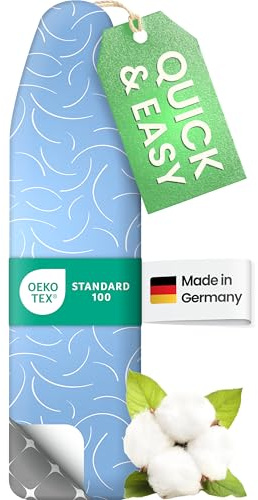 SimplySmooth Premium Bügelbrettbezug 120x40 I OEKOTEX100 I Made IN Germany I Bügeltischbezug I Komfortpolster I Bügelbezug für 115-122x35-40cm Bügelbrett Bezug für Dampfbügelstation I Größe M